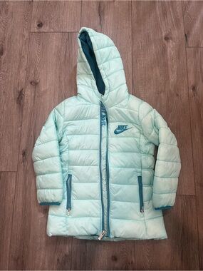 Nike Kids Hooded Puffer Jacket - Mint Blue